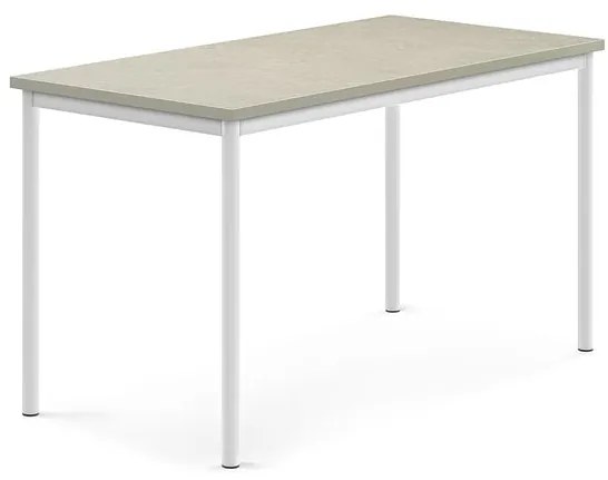 Stôl SONITUS, 1400x700x760 mm, linoleum - svetlošedá, biela