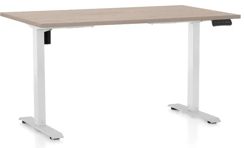 Výškovo nastaviteľný stôl OfficeTech B, 120 x 80 cm, biela podnož, dub