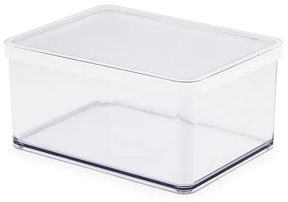 Hranatá plastová dóza na potraviny LOFT biela 2,25 l