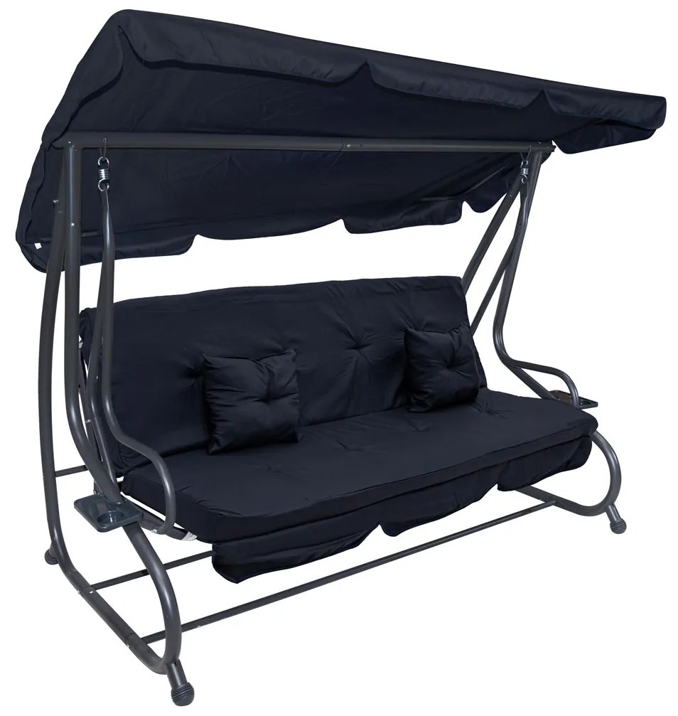 Záhradná hojdačka so strieškou, skladacia 2x1 námornícka modrá