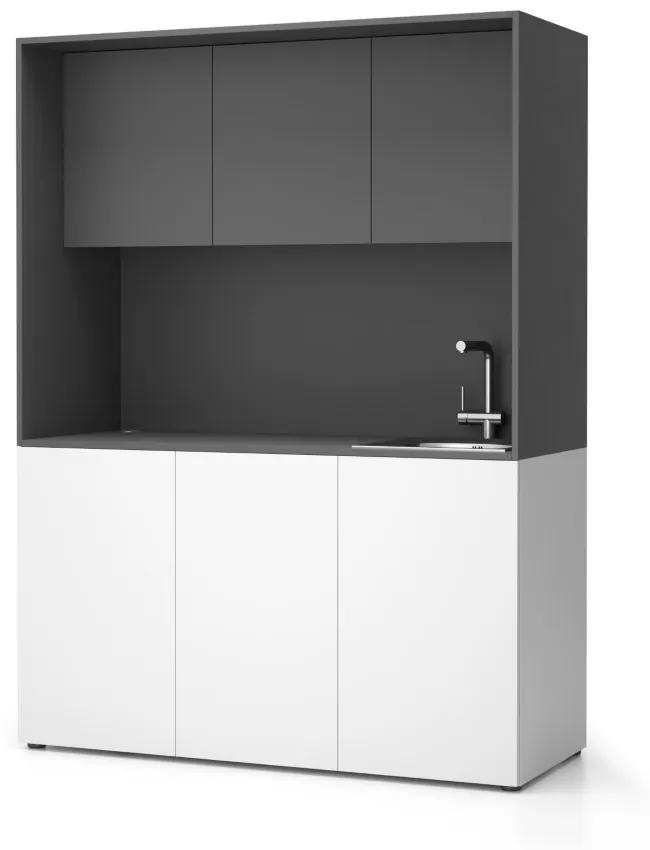 PLAN Kuchynka NIKA s drezom a batériou 1481 x 600 x 2000 mm, grafitová, pravá