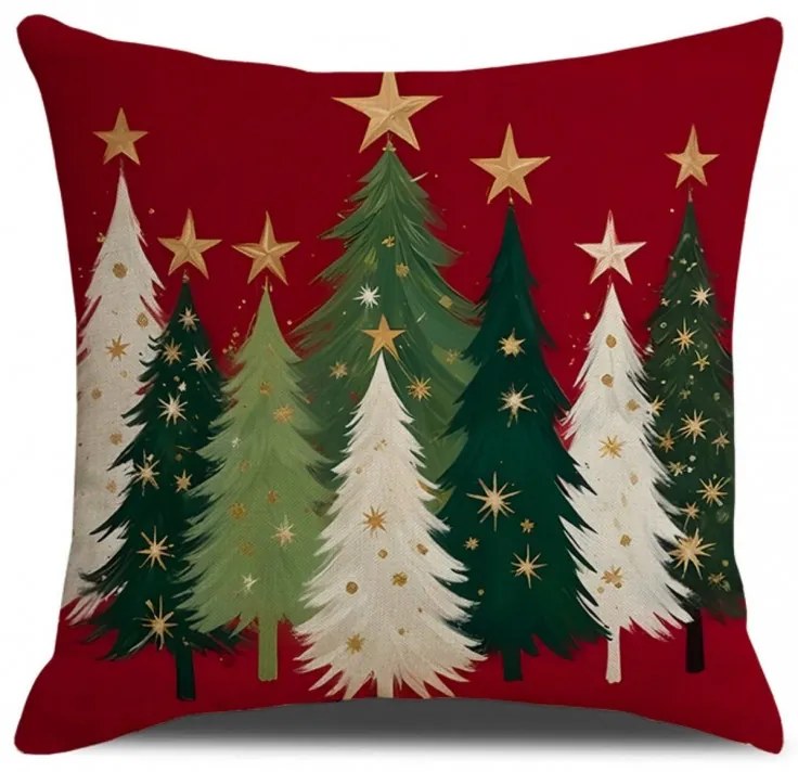 Vianočná obliečka na vankúš MAGIC TREES 45x45 cm, červená