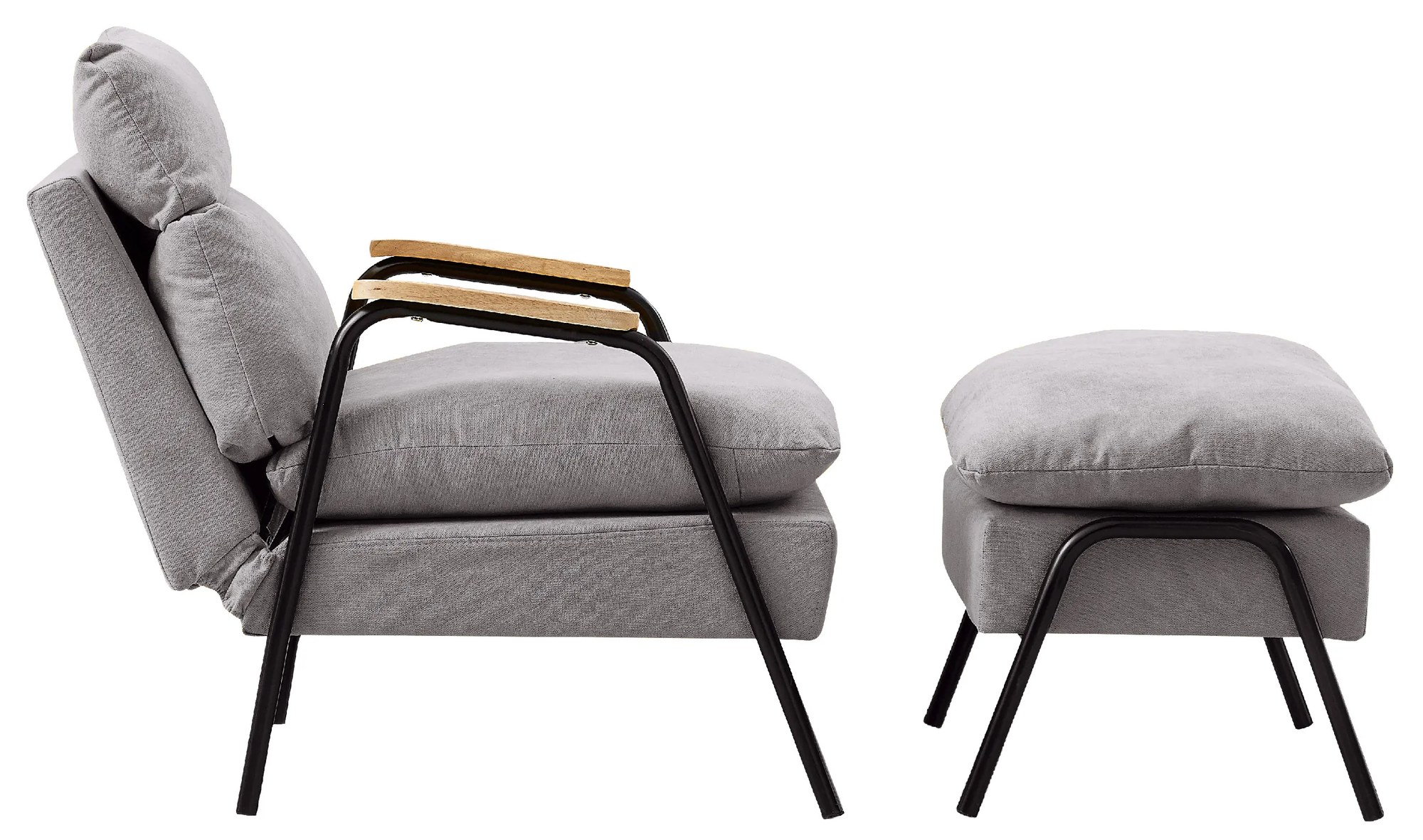 AKCIA Svetlosivé polohovacie kreslo BRISTOL s podnožkou II. akosť