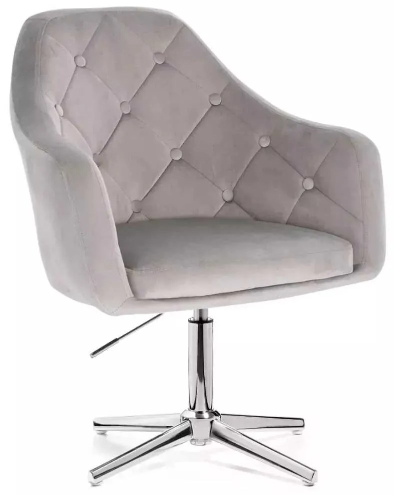 LuxuryForm DESIGN Kreslo ANDORA VELUR na striebornom kríži - svetlo šedé