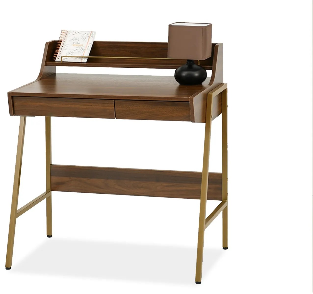 PC stolík Borge (orech + zlatá). Akcia -35%. Vlastná spoľahlivá doprava až k Vám domov. 1109739