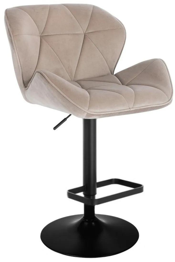 LuxuryForm DESIGN Barová stolička MILANO VELUR na čiernom tanieri - latte