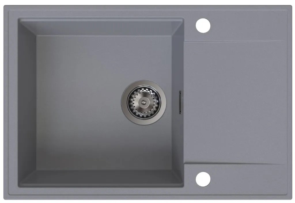 Sink Quality Sink55, kuchynský granitový drez 680x460x215 mm + grafitový sifón, šedá, SKQ-SINK.D.1KDO.XB