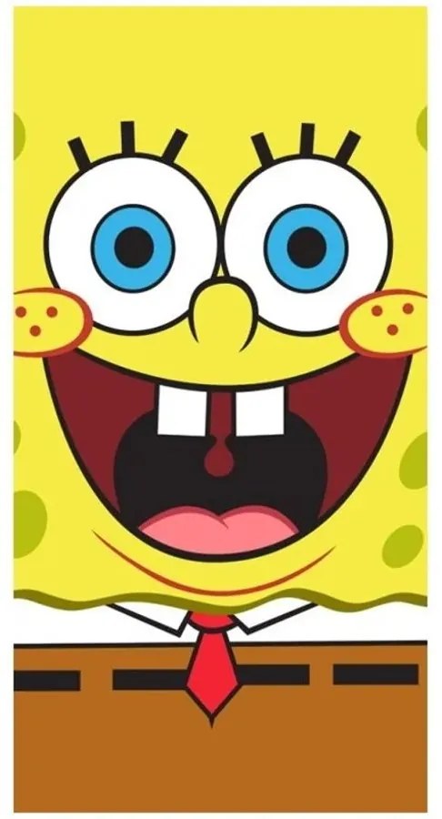 Detská plážová osuška Vysmiaty SpongeBob - 100% bavlna s gramážou 300 gr./m2 - 70 x 140 cm