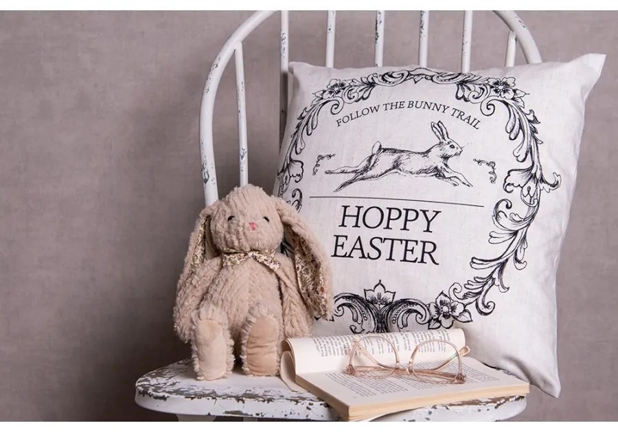 Obliečka na vankúš s králikom Hoppy Easter - 45*45cm Obliečka na vankúš s králikom Hoppy Easter - 45*45cm