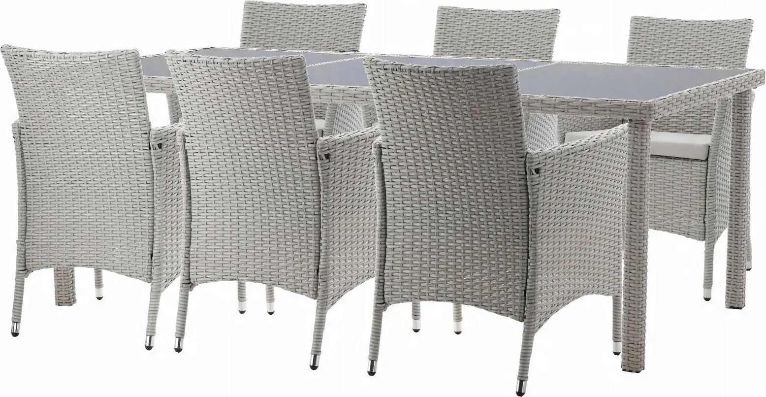 Garden Line ZÁHRADNÝ NÁBYTOK / 8 KRESIEL + VEĽKÝ STÔL / ŠEDÁ *3661