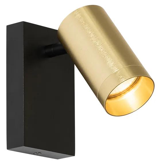 Nástenná lampa čierna so zlatom nastaviteľná s vypínačom - Jeana Luxe