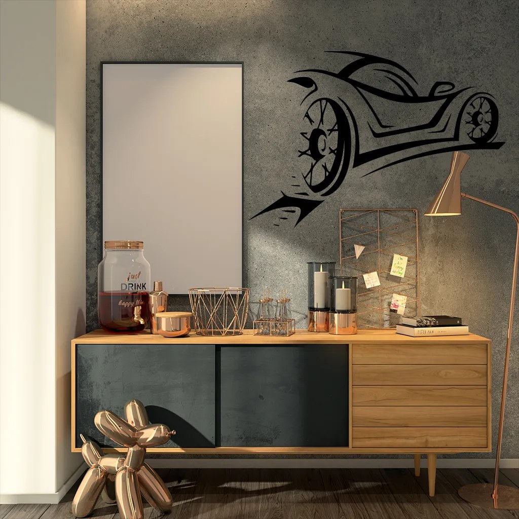 Veselá Stena Samolepka na stenu na stenu Športové auto Farba: černá