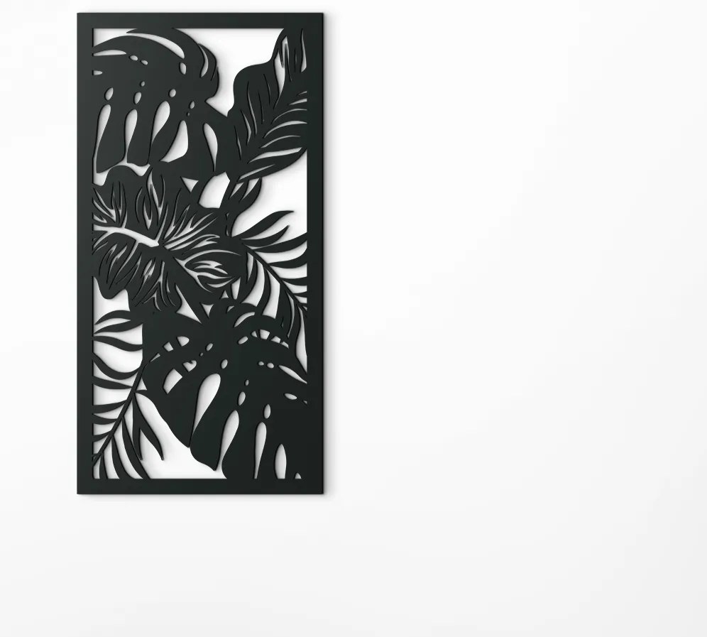 drevko Drevený obraz na stenu Izbové rastliny Rozmer obrazu: 44,5 x 22,5 cm, Farba dekorácie: Čierna