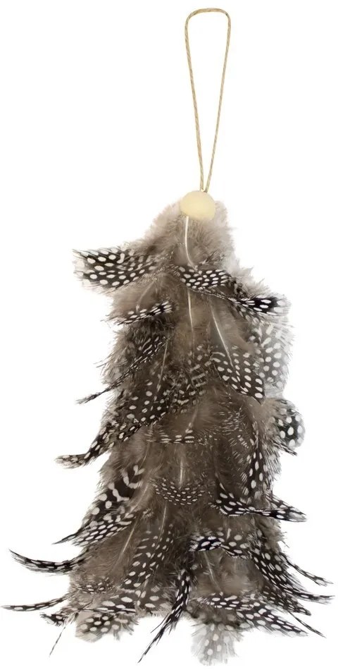 Závesný dekoratívny stromček z perličkových pierok - 16cm