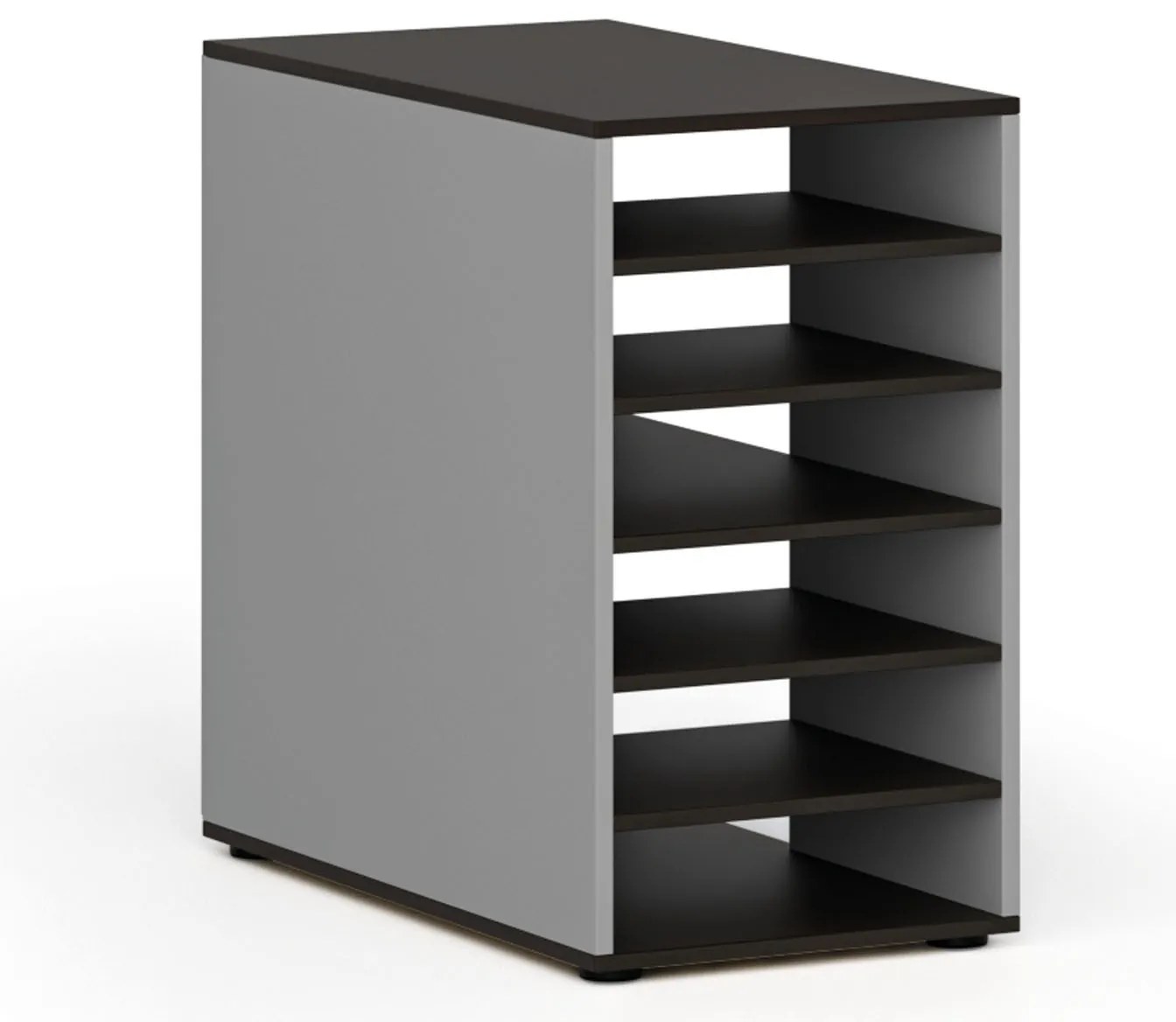 Prístavná policová skrinka k pracovnému stolu PRIMO GRAY, pravá, sivá/wenge