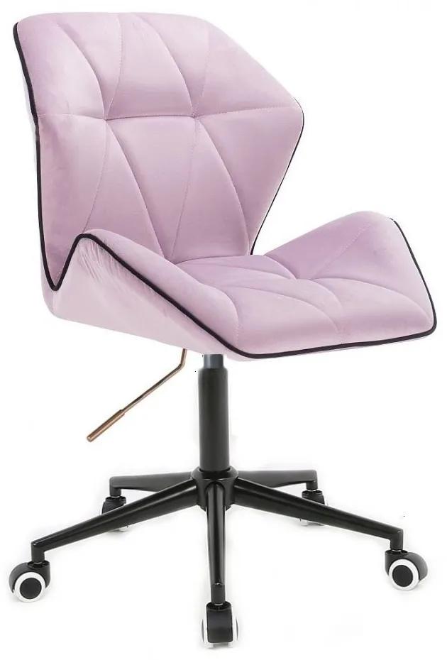 LuxuryForm DESIGN Stolička MILANO MAX VELUR na čiernej podstave s kolieskami - levanduľa
