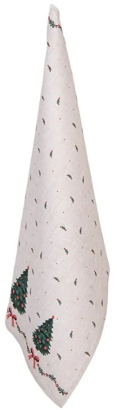 Béžová bavlnená utierka so stromčekmi Christmas Harmony - 50*70 cm