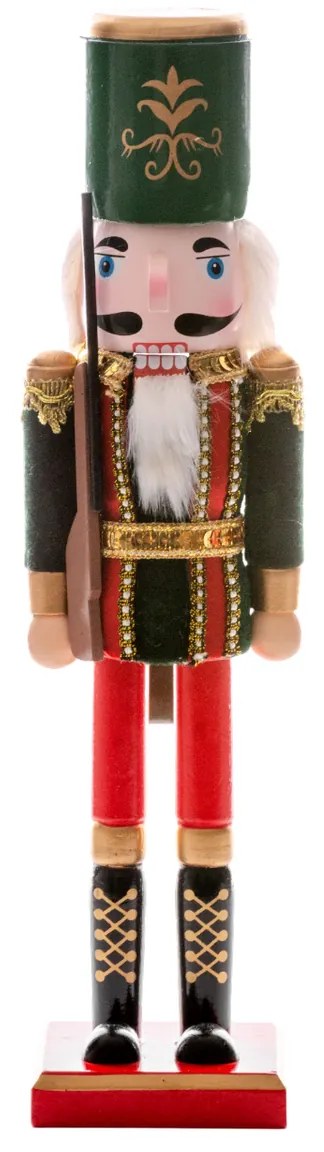 Dekoračná figúrka luskáčik s čiapkou, výška: 38 cm, zelená