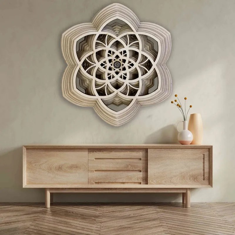 Drevená mandala – vrstvená 3D dekorácia pre harmóniu domova | SENTOP PR0456