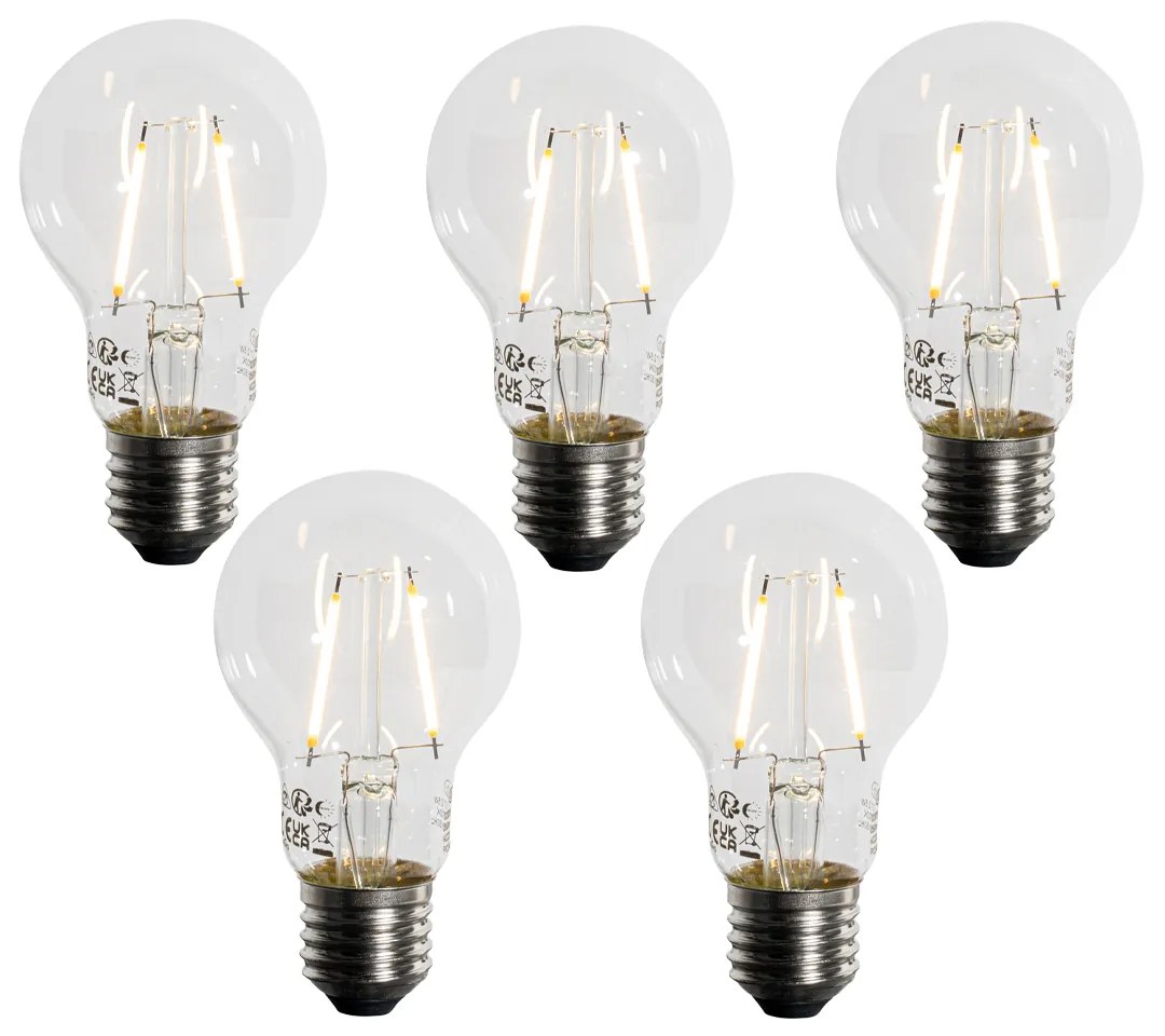 Sada 5 LED žiaroviek E27 A60 so súmrakovým senzorom 2,5 W 250 lm 2200 K