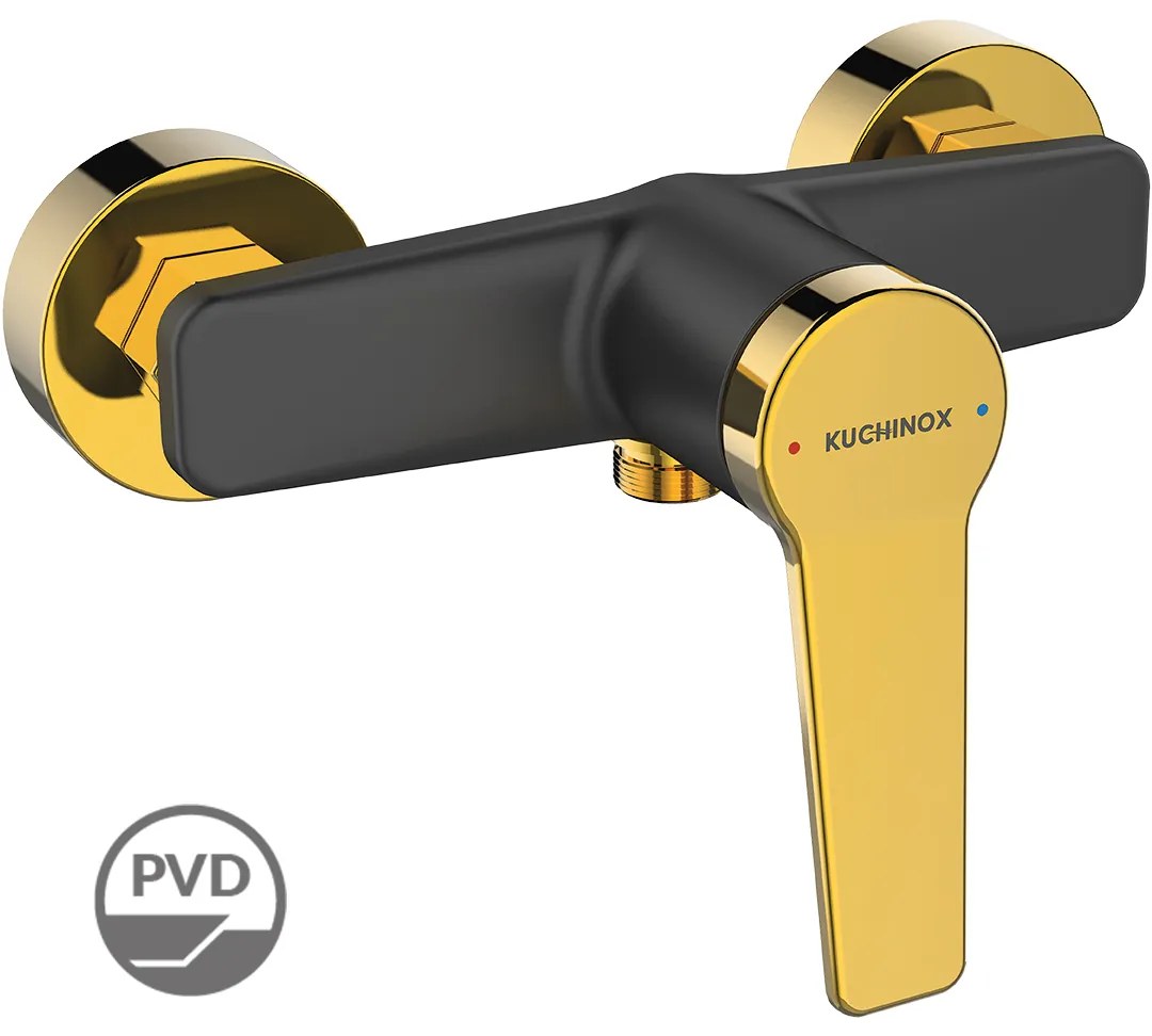 Kuchinox Alanis, nástenná sprchová batéria, čierna-zlatá lesklá, LAV-BQI_740G