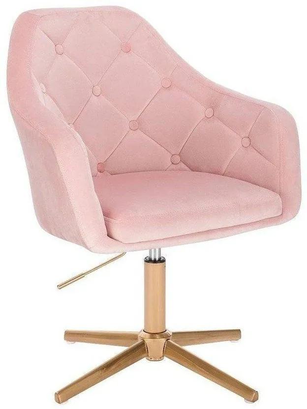LuxuryForm DESIGN Kreslo ANDORA VELUR na zlatom kríži - svetlo ružová