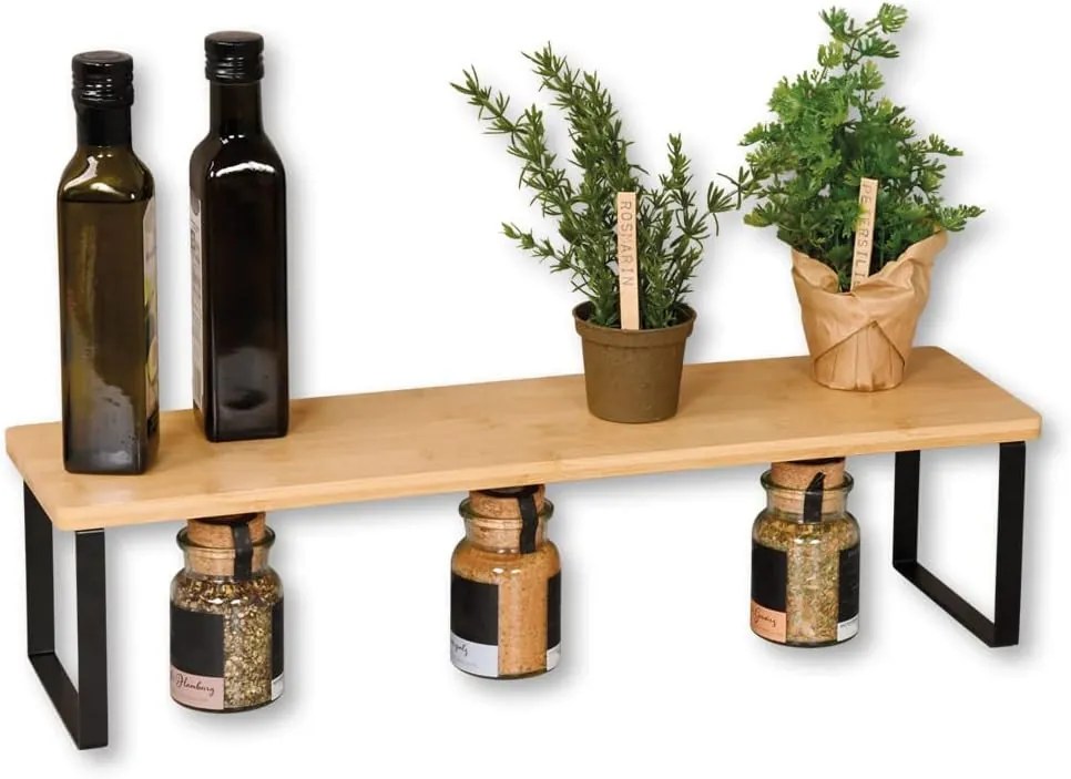 Prídavná polica, drevená podesta, nohy čierny kov KESPER - AREA