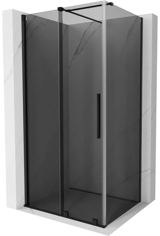 Mexen Velar, sprchový kút s posuvnými dverami 110 x 70 cm, 8mm šedé sklo, čierna matná, 871-110-070-41-70