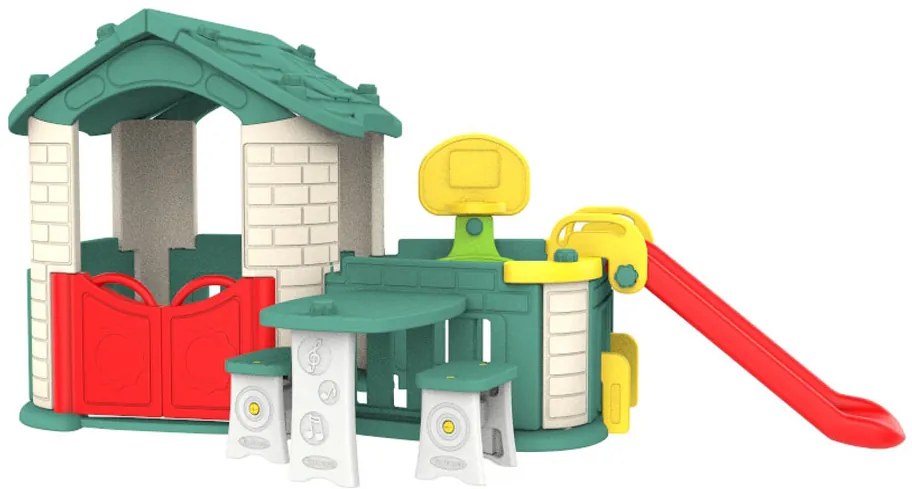 Záhradný domček 5v1 pre deti so zelenou strechou ZOG.CHD-808G