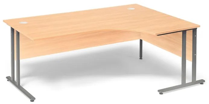 Kancelársky pracovný stôl FLEXUS, pravý rohový, 1800x1200 mm, buk