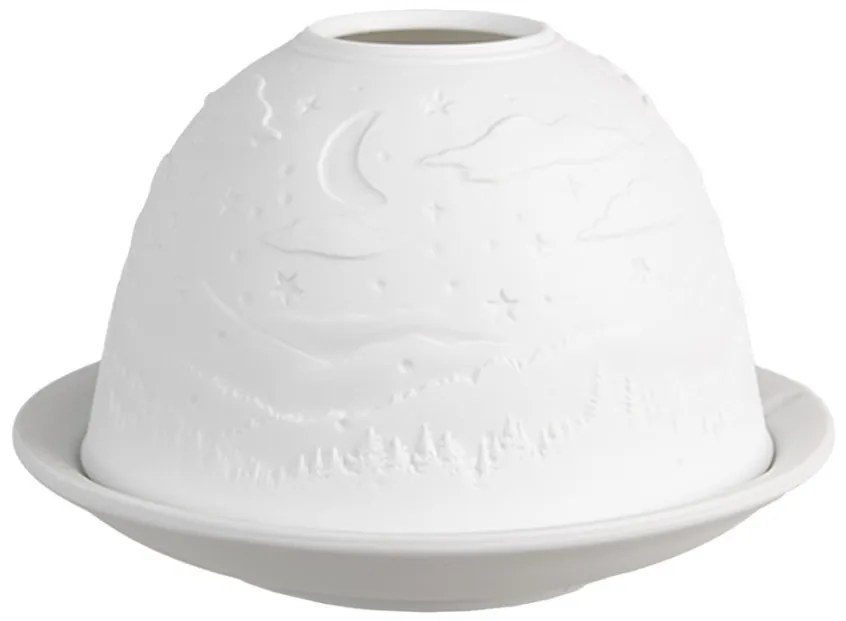 Biely porcelánový svietnik na čajovú sviečku krajina Paollo - Ø 12*8 cm