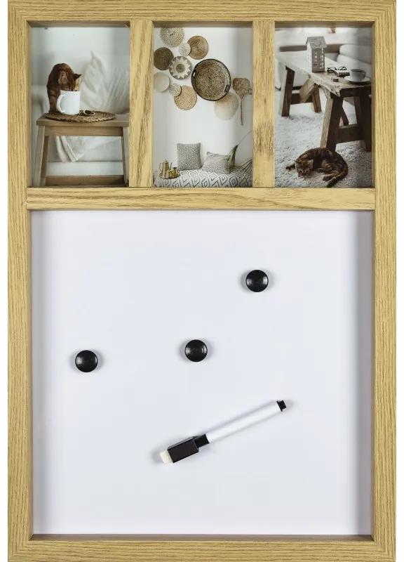 Magnetická tabuľa s fotorámom na 3 fotografie 81WO, 48 cm