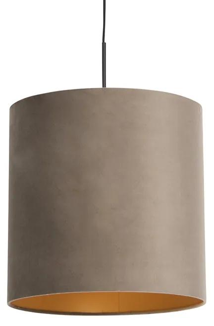 Závesné svietidlo s taupe zamatovým tienidlom so zlatom 40 cm - Combi