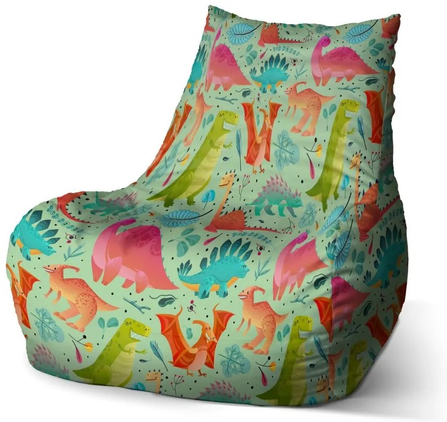 Sedací vak Bean dinosauri v tráve, farebná
