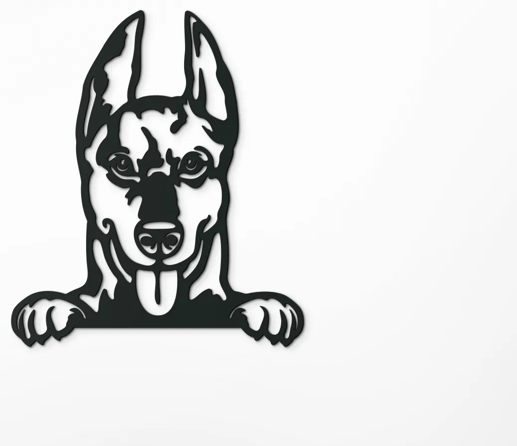 drevko Drevený obraz na stenu Doberman Rozmer obrazu: 44,5 x 38,5 cm, Farba dekorácie: Čierna