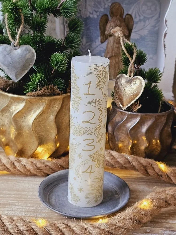 Zinkový antik plechový okrúhly dekoračný podnos / svietnik Dorié - Ø 13*1,5 cm