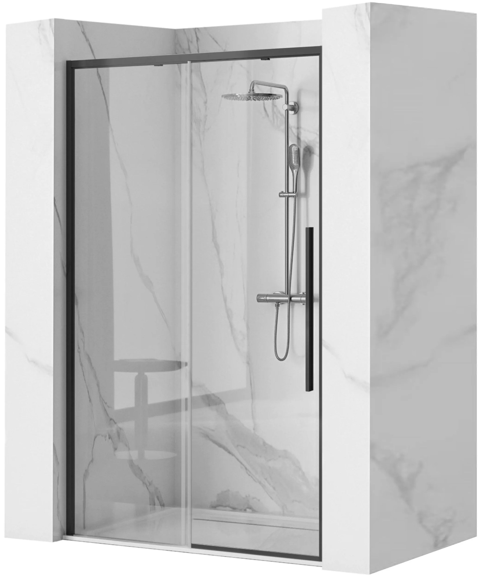 Rea Solar Black, posuvné sprchové dvere 120 x 195 cm, 6mm číre sklo, čierny profil, REA-K6312