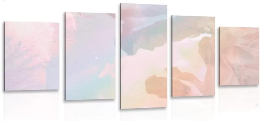 5-dielny obraz odraz listov v jazere