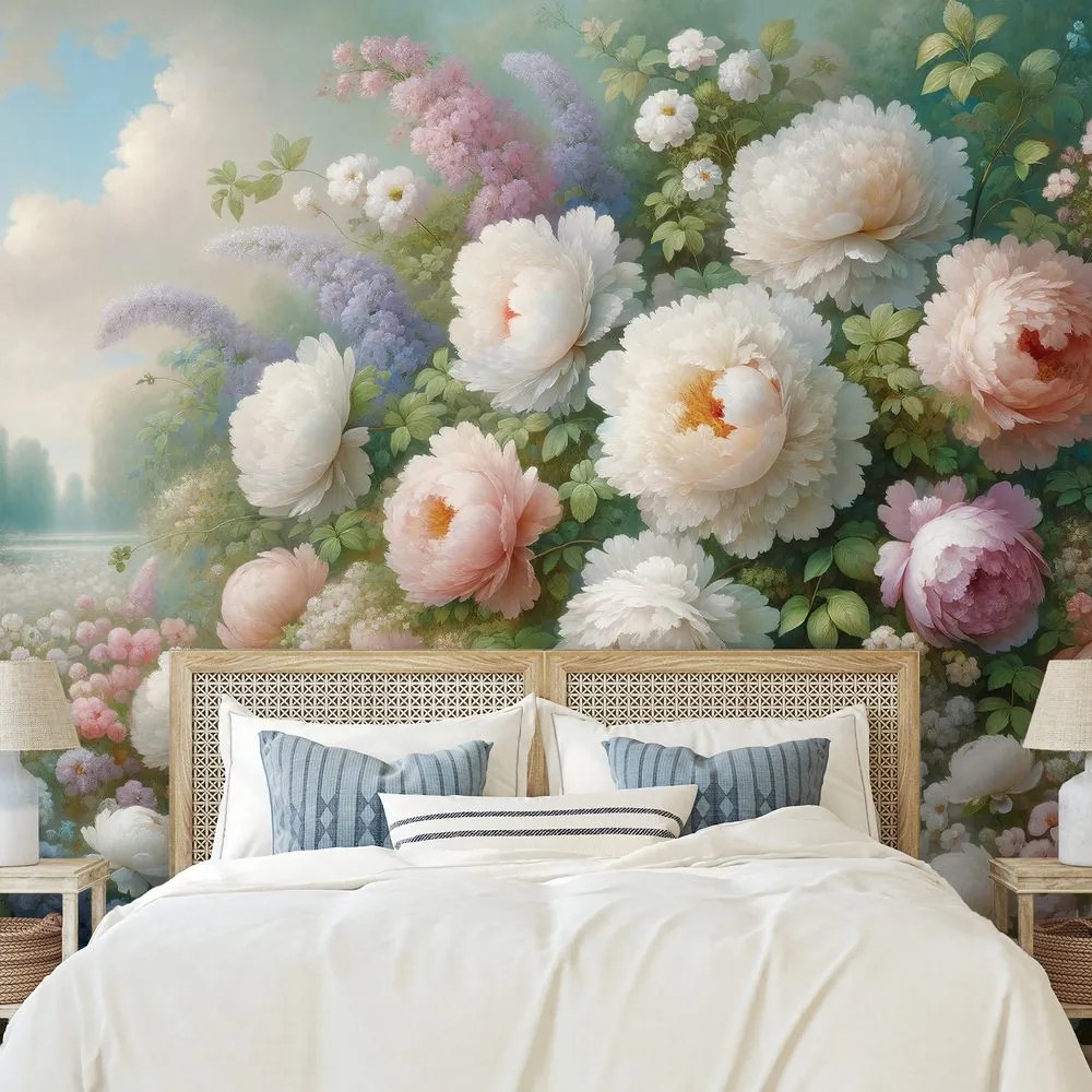 Samolepiaca tapeta pastelová kvetinová záhrada