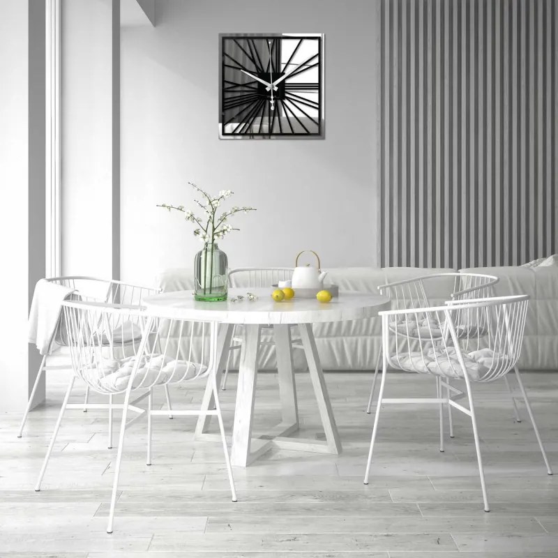 Hodiny na stenu z zrkadlového skla - čierne, biele a zrkadlo | SENTOP X0112