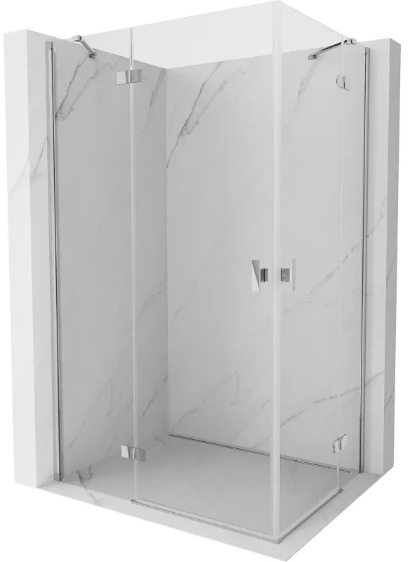 Mexen Mist-H Duo, 2-krídlový výklopný sprchový kút 110 x 105 cm, číre sklo, chrómový profil, 8A5-110L-105P-01-00