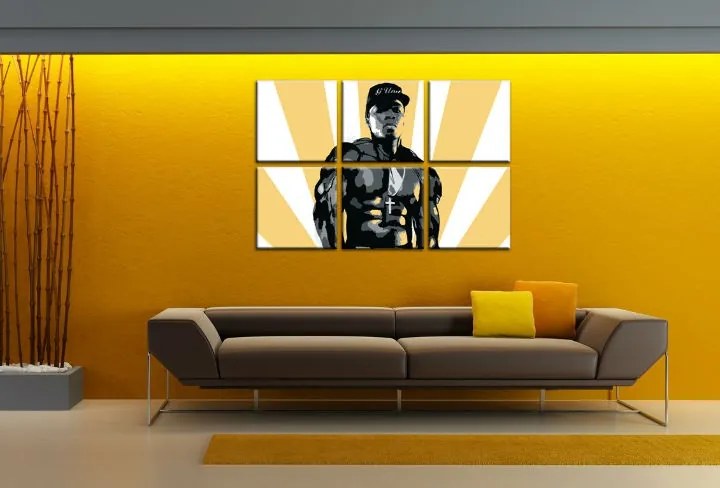 Ručne maľovaný POP Art obraz 50 cent 6 dielny 50cent