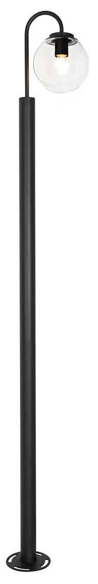 Moderná vonkajšia lampa čierna s priehľadným sklom 200 cm IP44 - Sfera