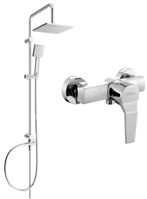 Mexen Tord sprchová súprava s ručnou a dažďovou sprchou + sprchová batéria Caro, chrómová, 746640200-00
