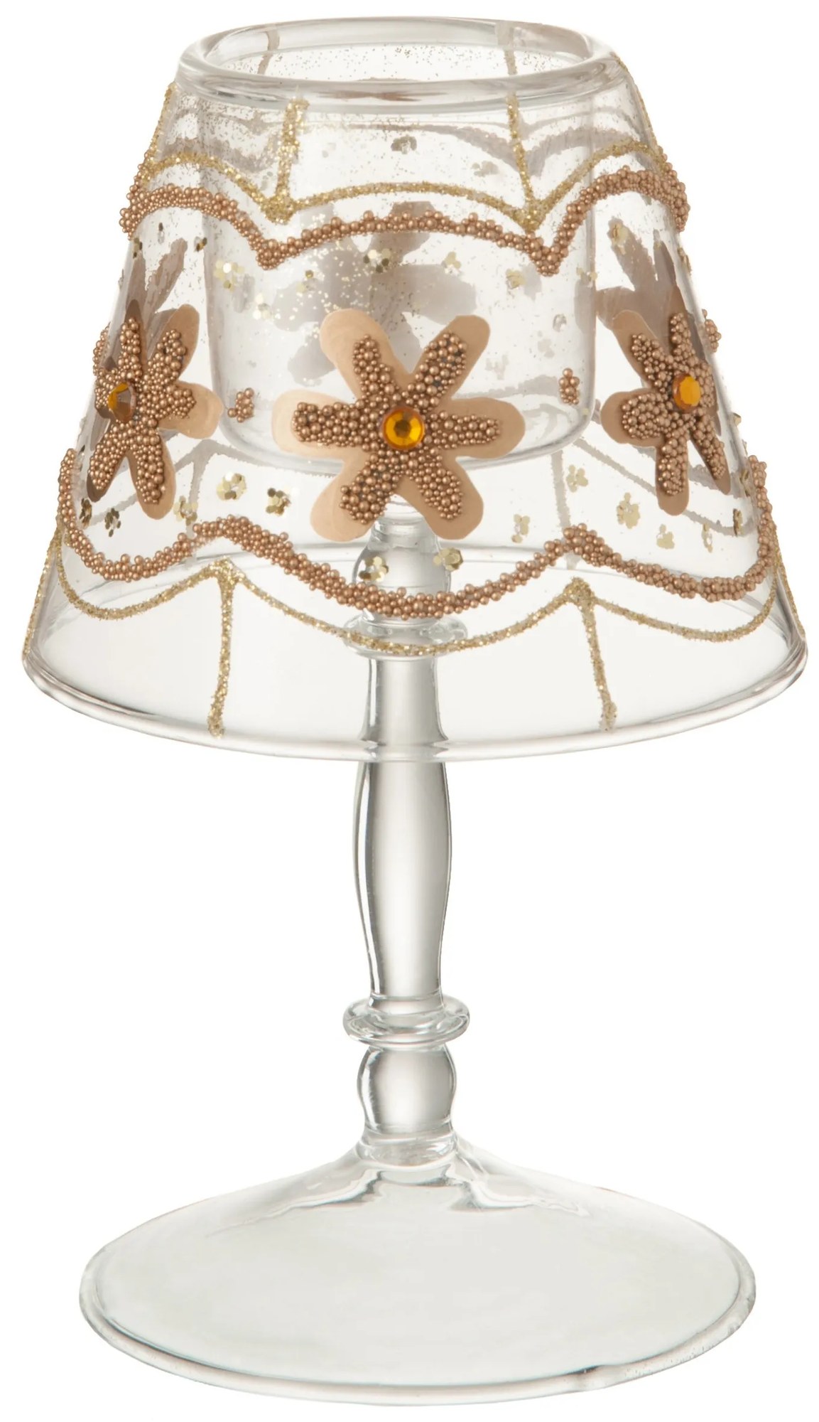 Sklenený svietnik v tvare stolové lampičky - 10 * 10 * 18 cm