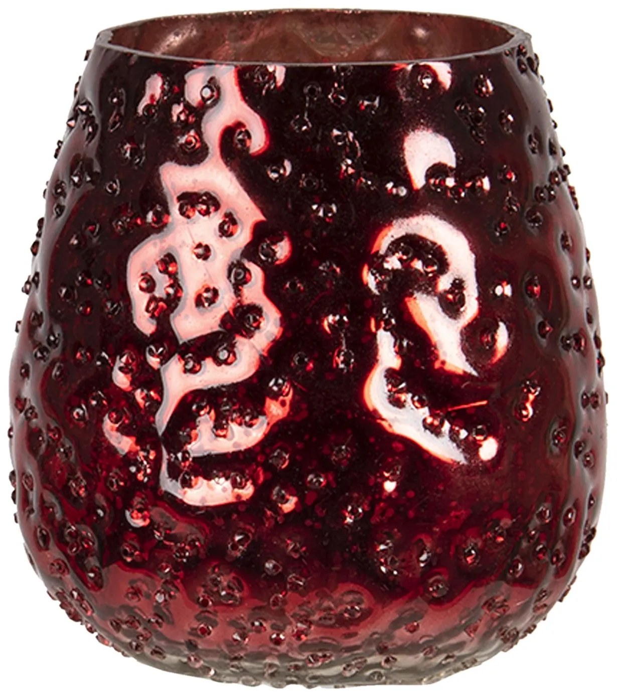 Červený bublinkový sklenený svietnik Bubble S - Ø 9 * 10 cm