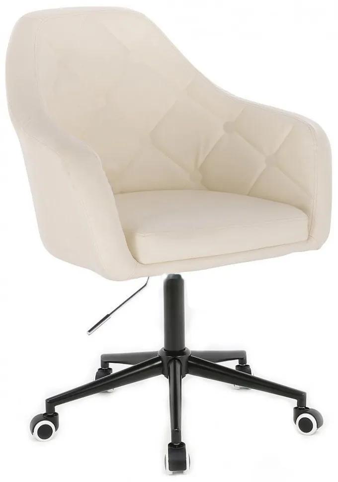 LuxuryForm DESIGN Kreslo ANDORA na čiernej podstave s kolieskami - krémové