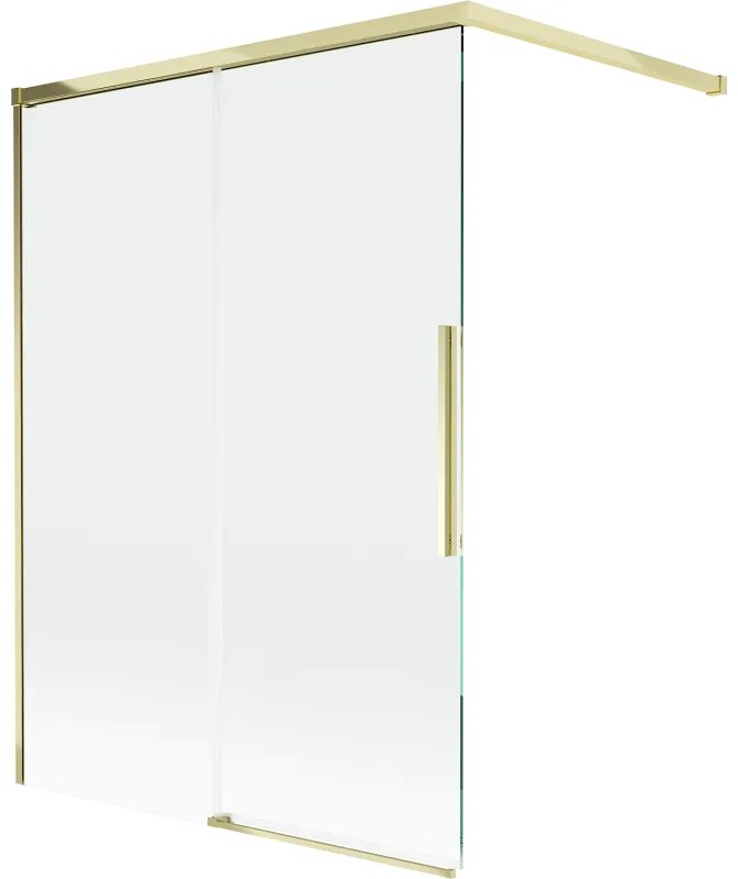 Mexen Rox, 2-krídlová posuvná vaňová zástena 120 x 150 cm, 8mm číre sklo, zlatý lesklý profil, 8C9-120-003-50-00