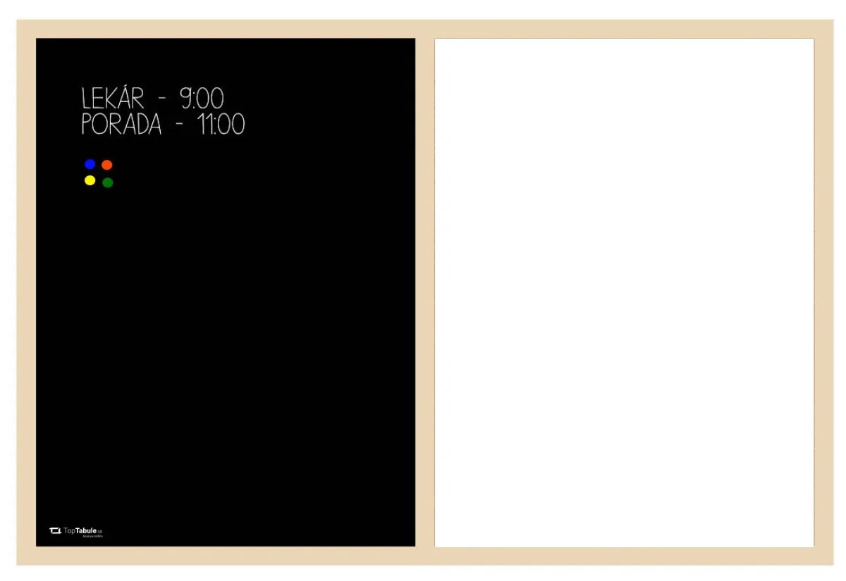 Toptabule.sk Kombinovaná magnetická tabuľa v drevenom ráme + 5 farieb rámu 100×150 cm