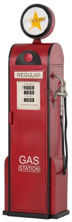 furniture-nabytek.cz - Lakovaná barová polica s plynovým čerpadlom, kovová, červená – 50×33×195 cm